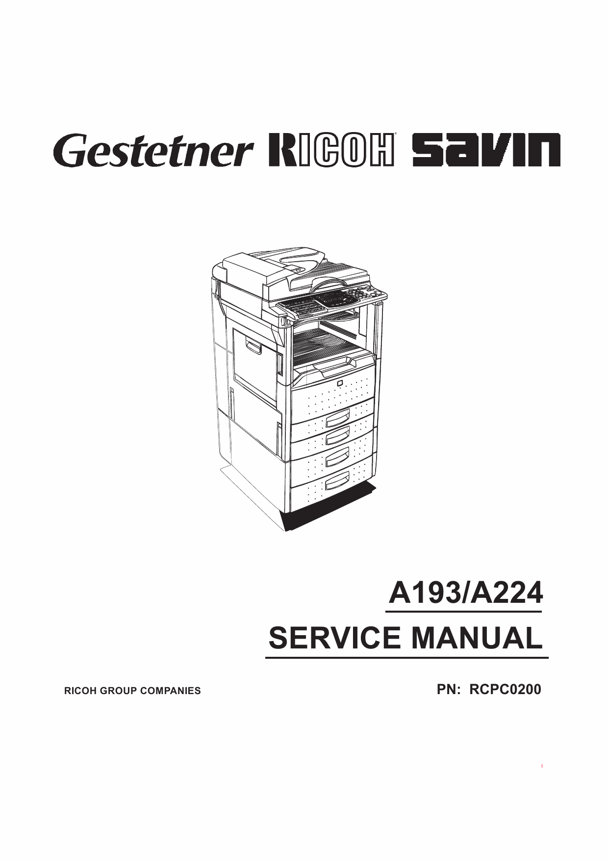 RICOH Aficio 200 250 A193 A224 Service Manual-1